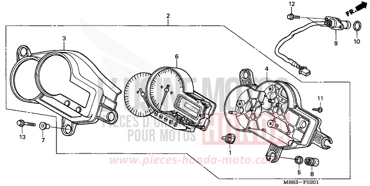 COMPTEUR (1/2/3) de VTR "FireStorm" ITALIAN RED (R157) de 2001